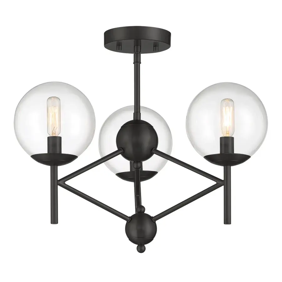 Auresa 3-Light Semi-Flush Mount in Coal Black - Image 1