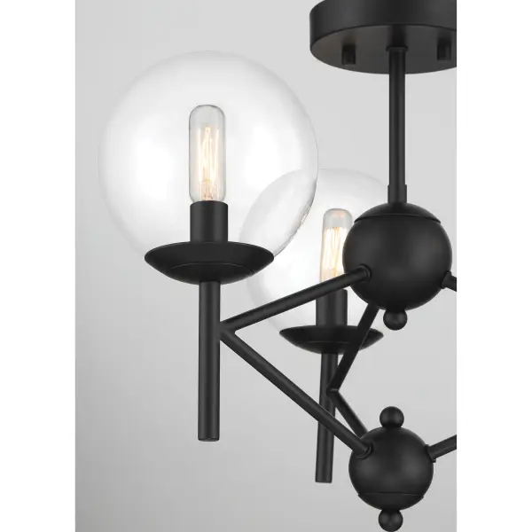 3 Light Semi Flush in Coal Finish with Clear Glass - alternate view