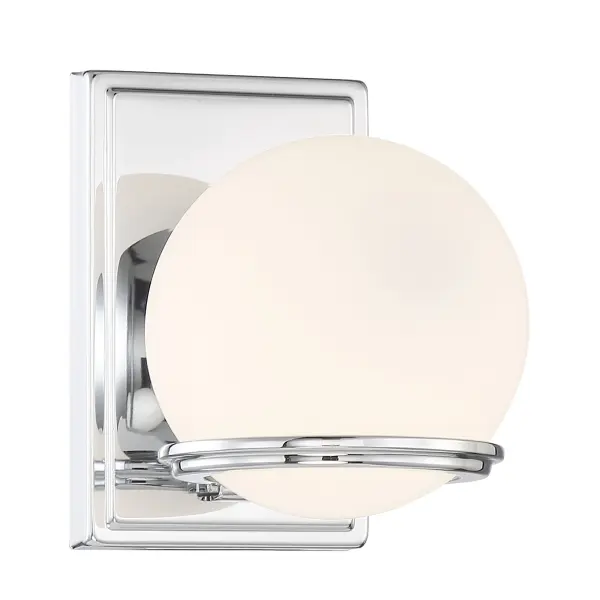 The Hollywood Nights sconce delivers professional-grade lighting with 714 lumens and exceptional 93 CRI for accurate color rendering. Its compact chrome design and etched opal glass create soft, flattering illumination perfect for vanity applications.