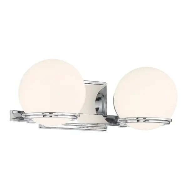 The Hollywood Nights 2-light bath vanity delivers professional-grade illumination with 1417 lumens and exceptional 93 CRI color rendering. Its compact 16-inch width and modern chrome finish make it ideal for contemporary bathrooms. - alternate view