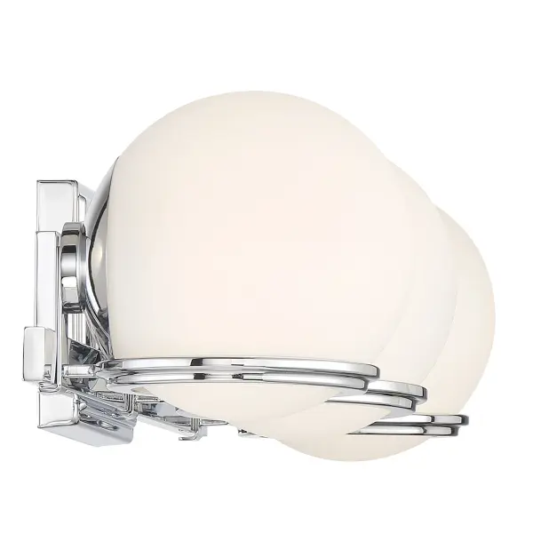 The Hollywood Nights 3-Light LED Bath combines modern aesthetics with high-performance LED technology. Featuring a polished chrome finish and etched opal glass shades, this 24-inch vanity light delivers 2,124 lumens with a CRI of 93 for accurate color rendering. Dimmable functionality and energy-efficient LED design make it ideal for contemporary bathrooms. - alternate view