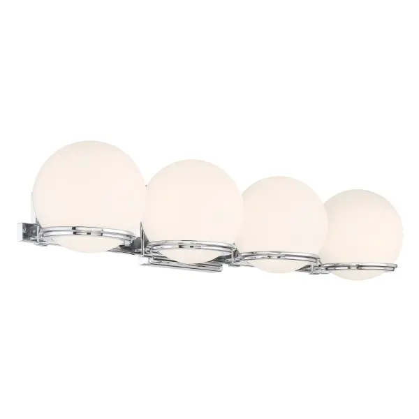 The Hollywood Nights 4-Light Bath delivers professional-grade illumination with 2,847 lumens and exceptional 92 CRI for accurate color rendering. Its 32-inch span and chrome finish bring modern sophistication to bathrooms. - alternate view