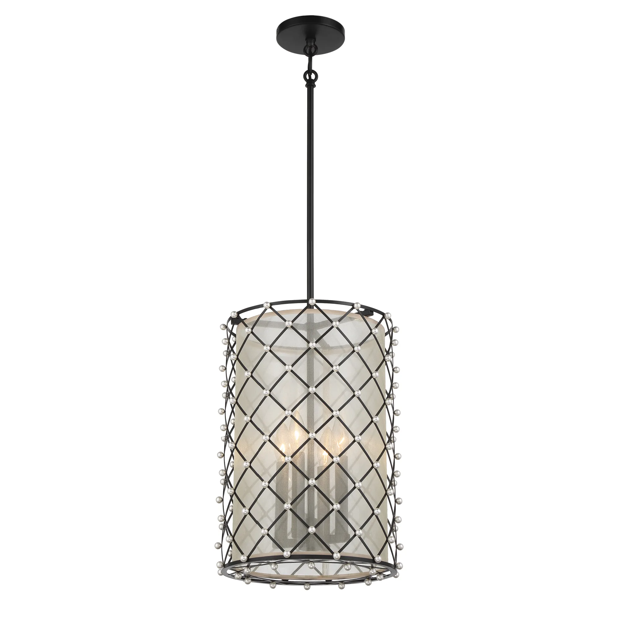 Sheer Elegance 4-Light Pendant with Gold Organza Shade