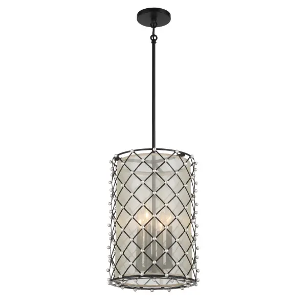 Sheer Elegance 4-Light Pendant with Gold Organza Shade - Image 1