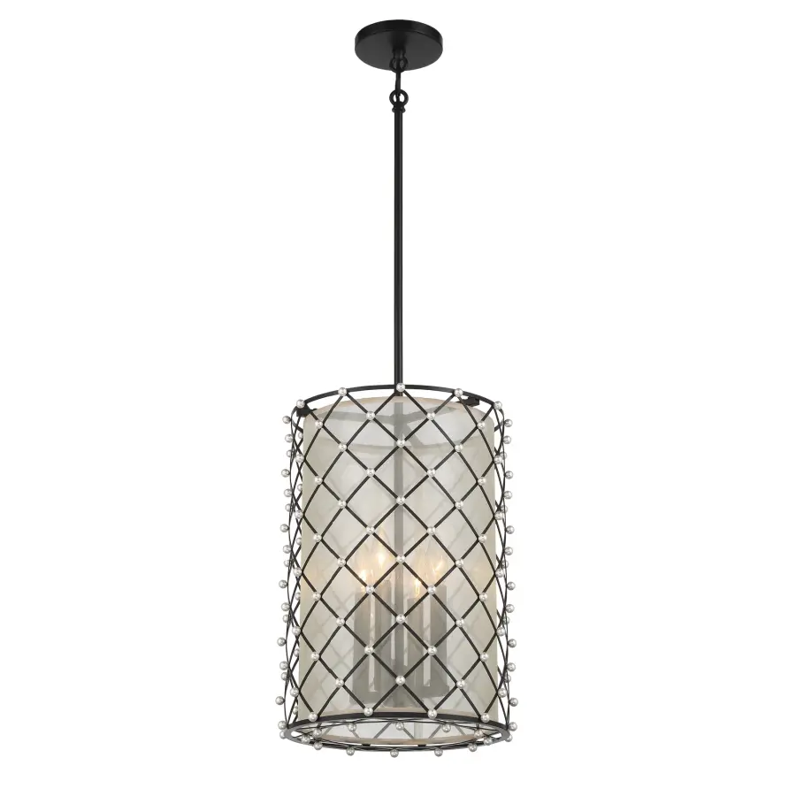 Sheer Elegance 4-Light Pendant with Gold Organza Shade - Image 1