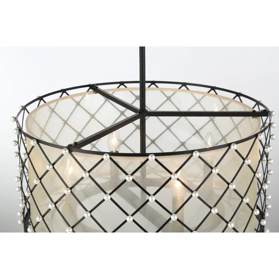 Sheer Elegance 4-Light Pendant with Gold Organza Shade - Image 2