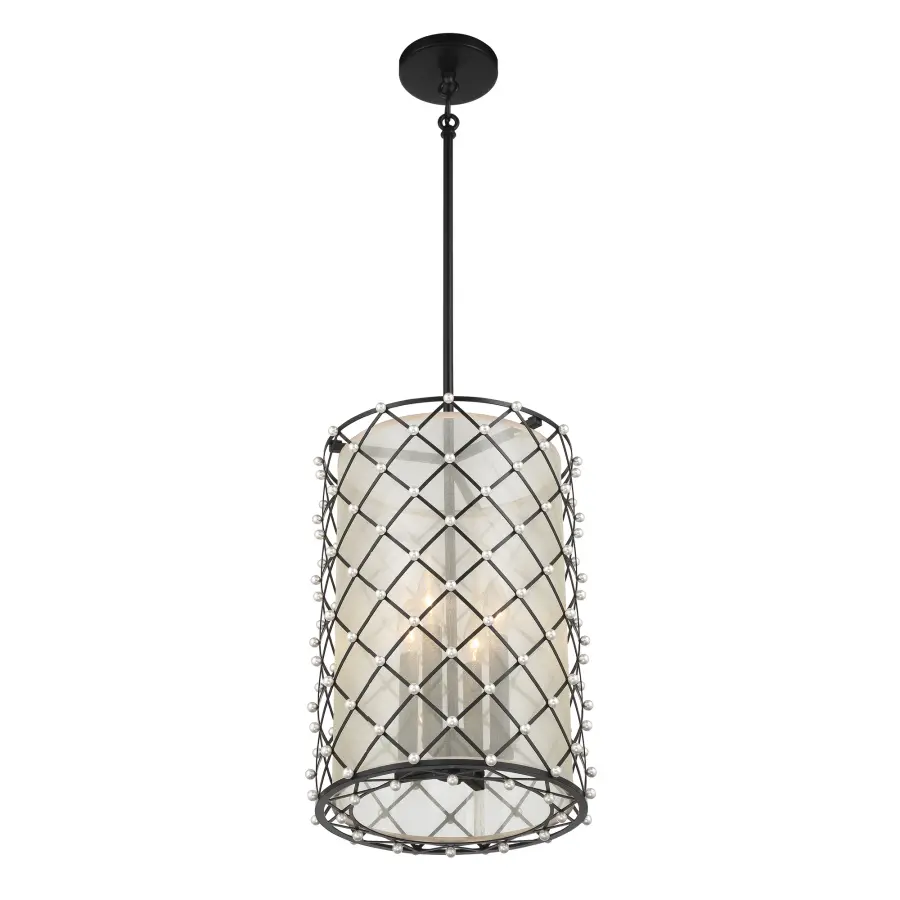 Sheer Elegance 4-Light Pendant with Gold Organza Shade - Image 3