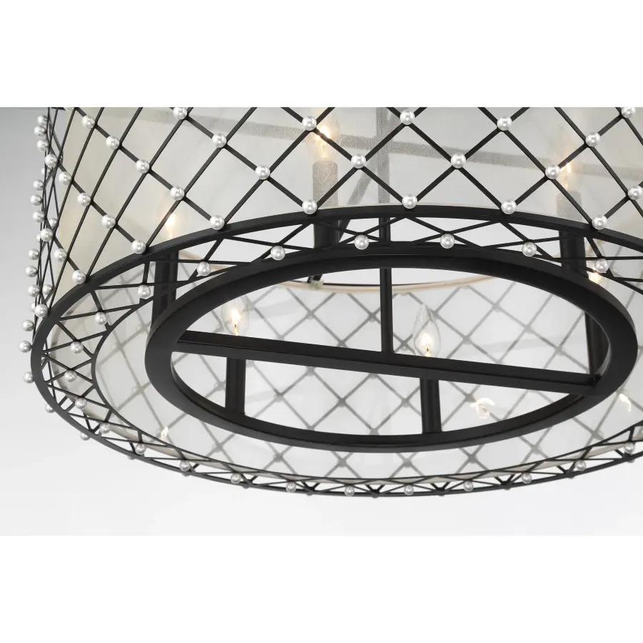 Sheer Elegance 6-Light Pendant with Gold Organza Shade - Image 2