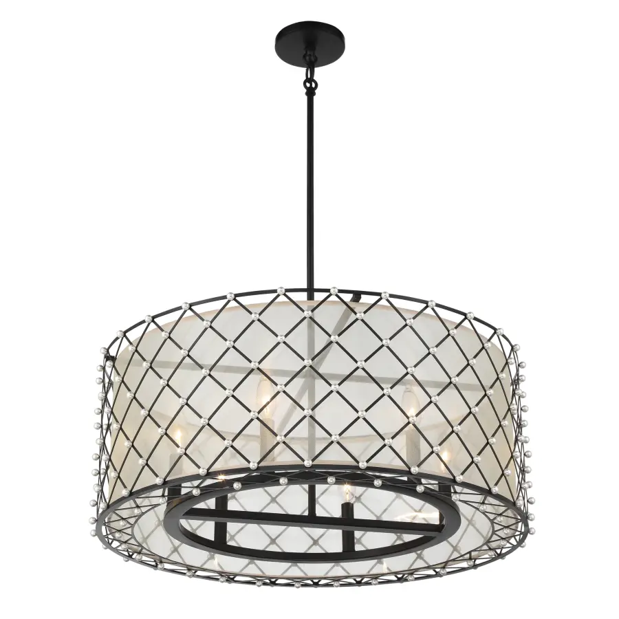 Sheer Elegance 6-Light Pendant with Gold Organza Shade - Image 3