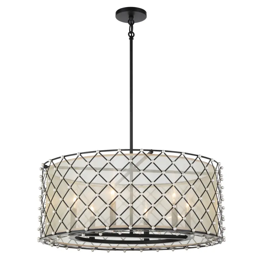 Sheer Elegance 6-Light Pendant with Gold Organza Shade - Image 4