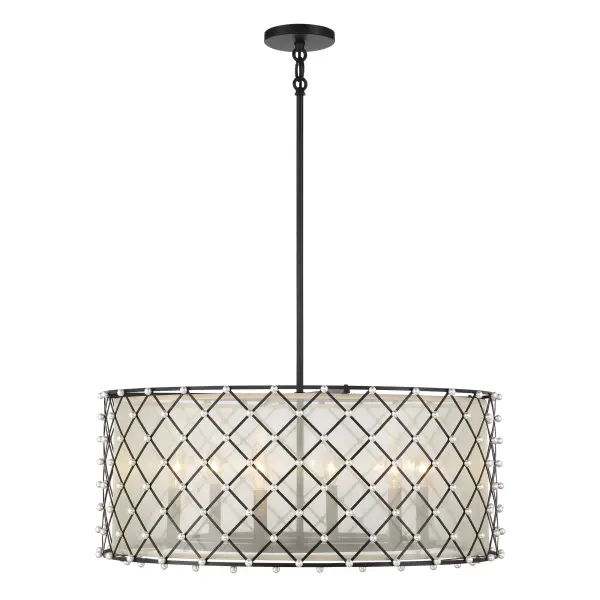 Sheer Elegance 6-Light Pendant with Gold Organza Shade - Image 5