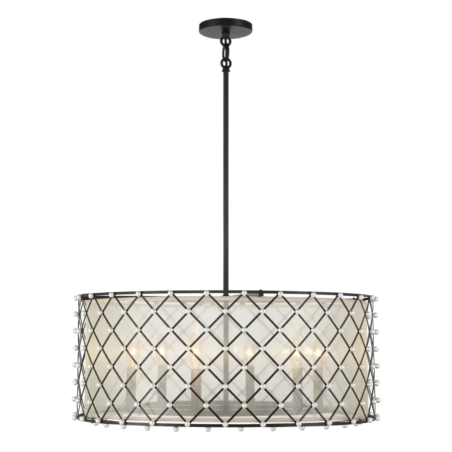 Sheer Elegance 6-Light Pendant with Gold Organza Shade - Image 5