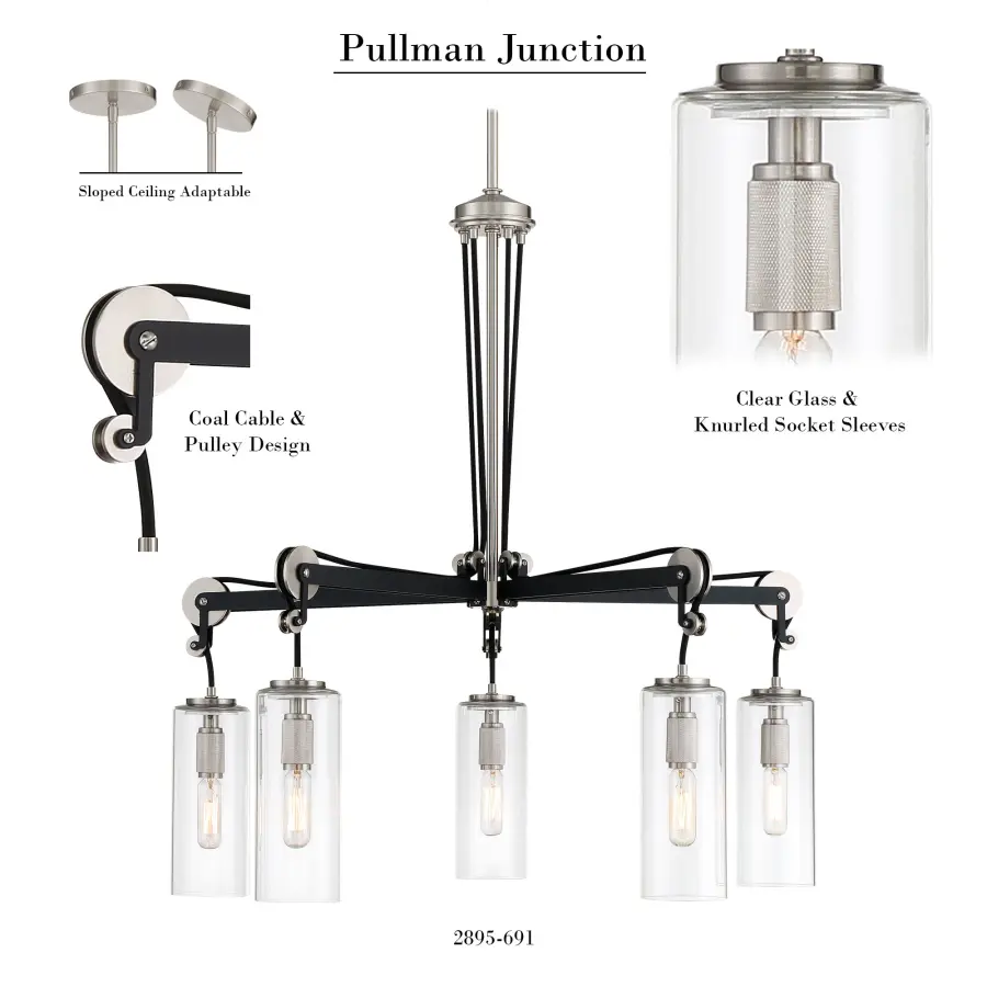 Pullman Junction 5-Light Chandelier - Image 2