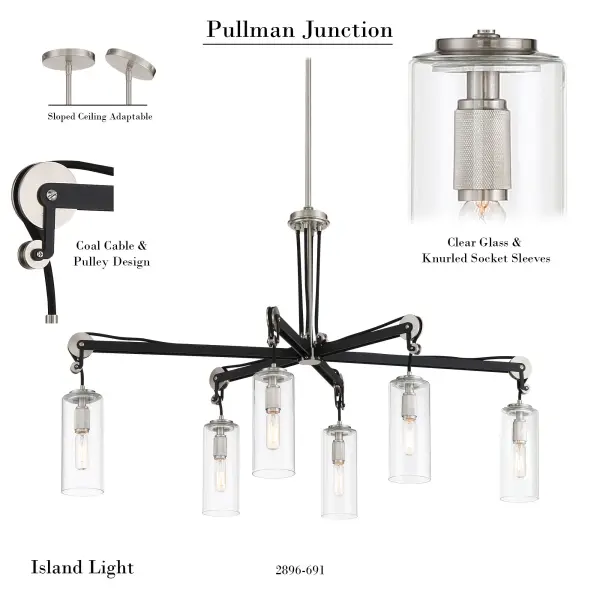 Pullman Junction 6-Light Island Chandelier - Image 2
