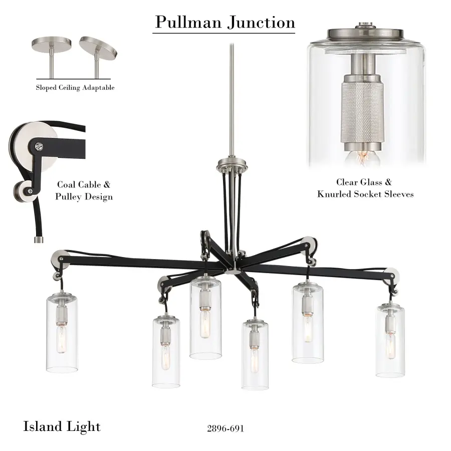 Pullman Junction 6-Light Island Chandelier - Image 2