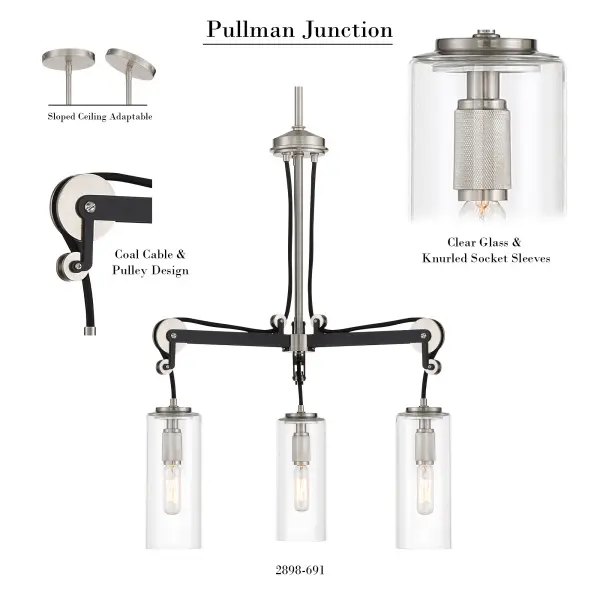 Pullman Junction 3-Light Chandelier - Image 2