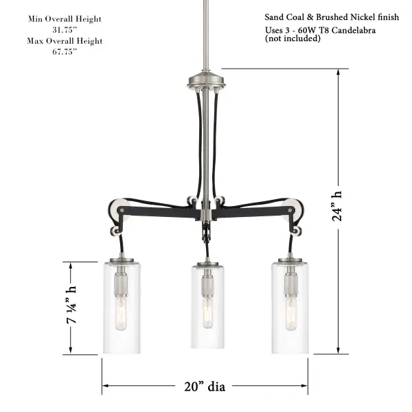 Pullman Junction 3-Light Chandelier - Image 3