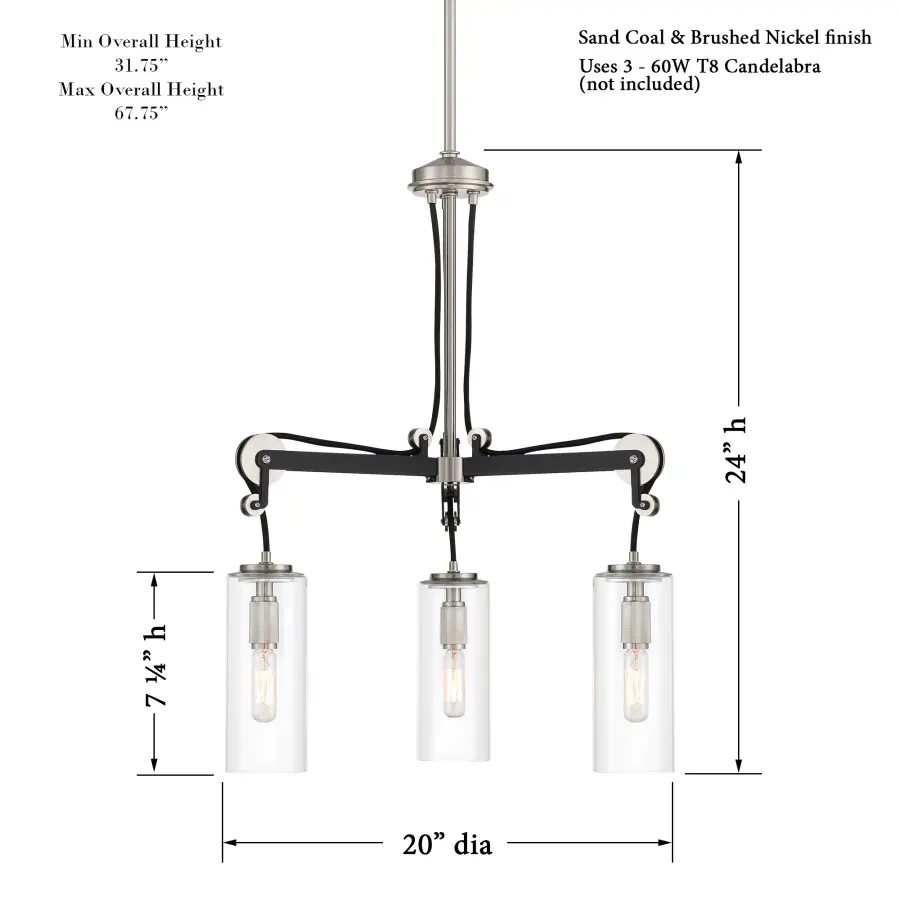Pullman Junction 3-Light Chandelier - Image 3