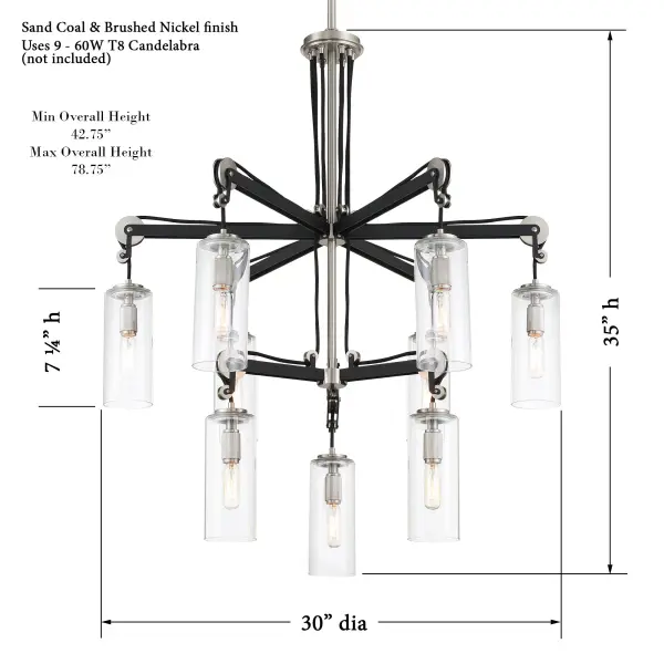 Pullman Junction 9-Light Two-Tier Chandelier - Image 2