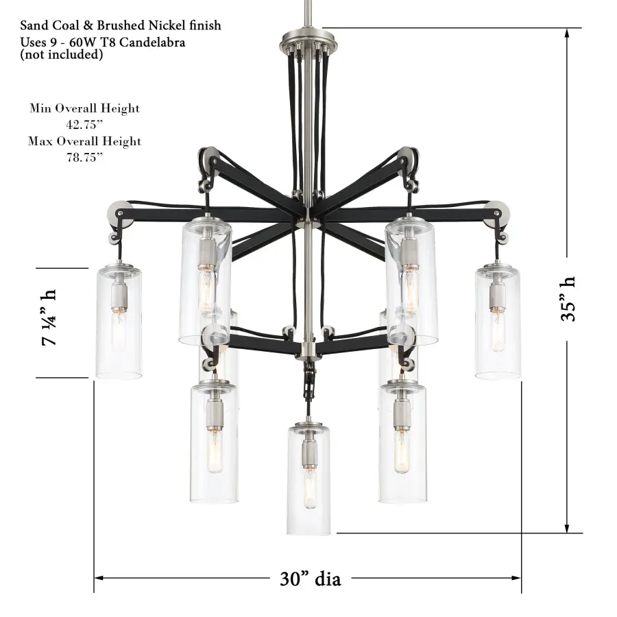 Pullman Junction 9-Light Two-Tier Chandelier - Image 2