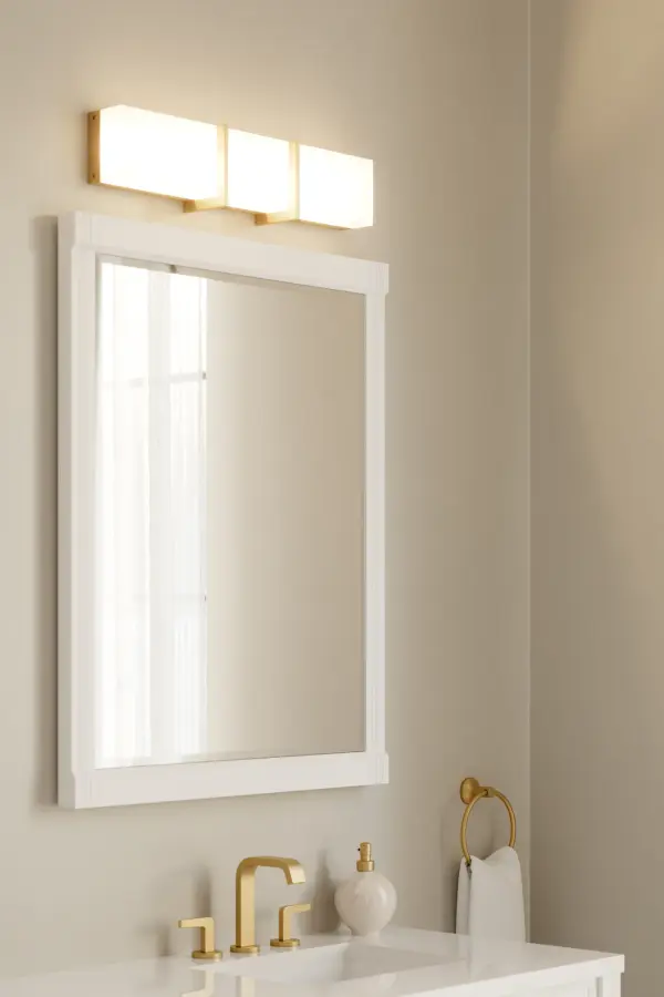 LED Bath Bar - Legacy Brass with White Glass - alternate view
