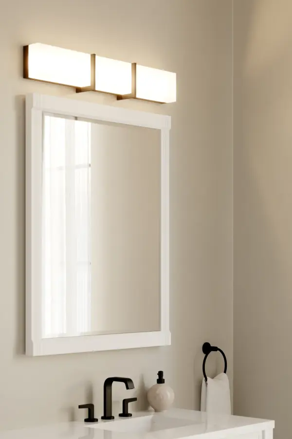 LED Bath Bar - Dark Matte Black with White Glass - alternate view