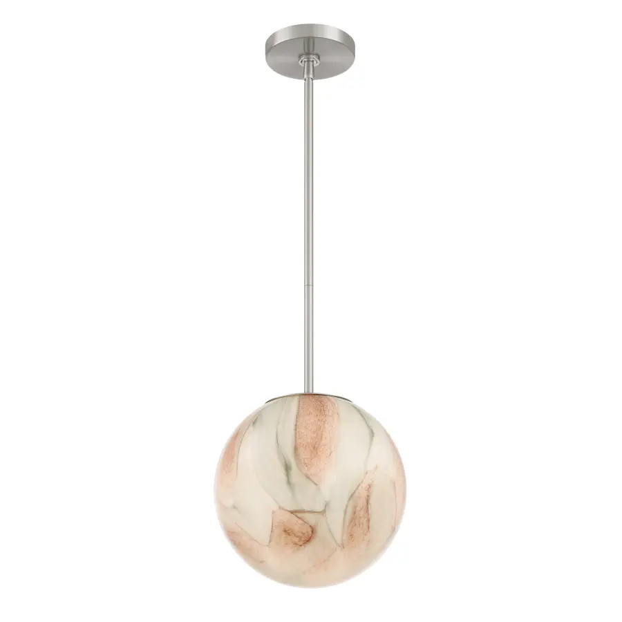Desert 10" Brushed Nickel Pendant with Amber Swirl Glass - Image 8