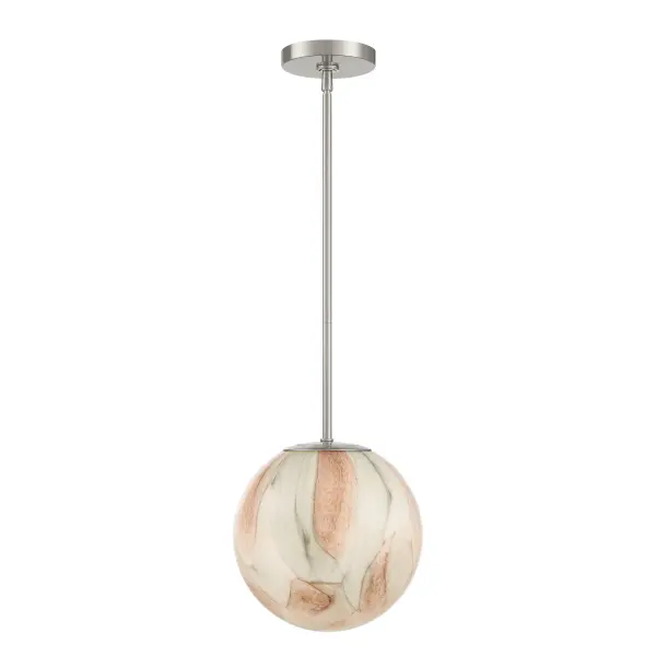 Desert 10" Brushed Nickel Pendant with Amber Swirl Glass - Image 9