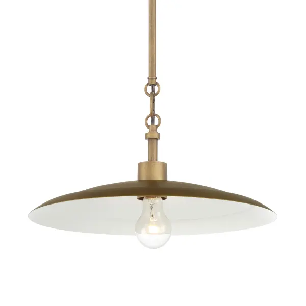 The York pendant combines traditional styling with versatile brass finish. At 16" wide, it's perfectly sized for kitchen islands, small dining areas, or entryways. The natural brass finish adds warmth and character.