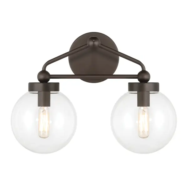 Compact Transitional Vanity Light with Classic Clear Glass Shades - Image 1