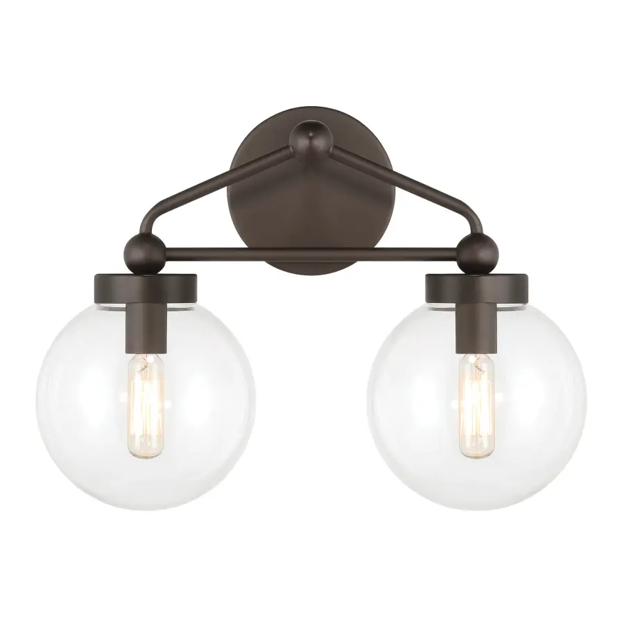 Compact Transitional Vanity Light with Classic Clear Glass Shades - Image 1