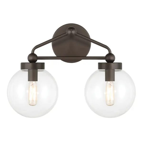 Compact Transitional Vanity Light with Classic Clear Glass Shades - Image 3