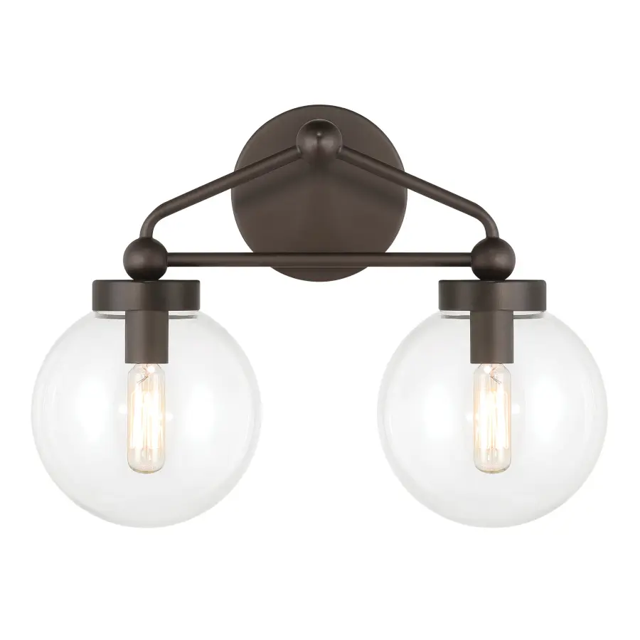 Compact Transitional Vanity Light with Classic Clear Glass Shades - Image 3