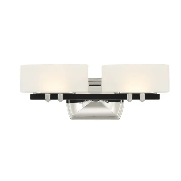 The Drury LED Bath combines polished nickel and coal finishes with etched white glass for a sophisticated contemporary look. High CRI of 92 ensures excellent color rendering, while integrated LED provides bright, dimmable illumination.