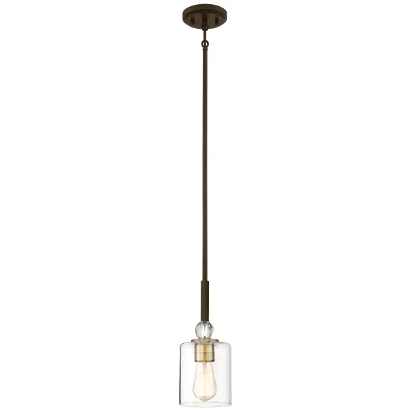 Compact Transitional Pendant with Mixed Metal Finish
