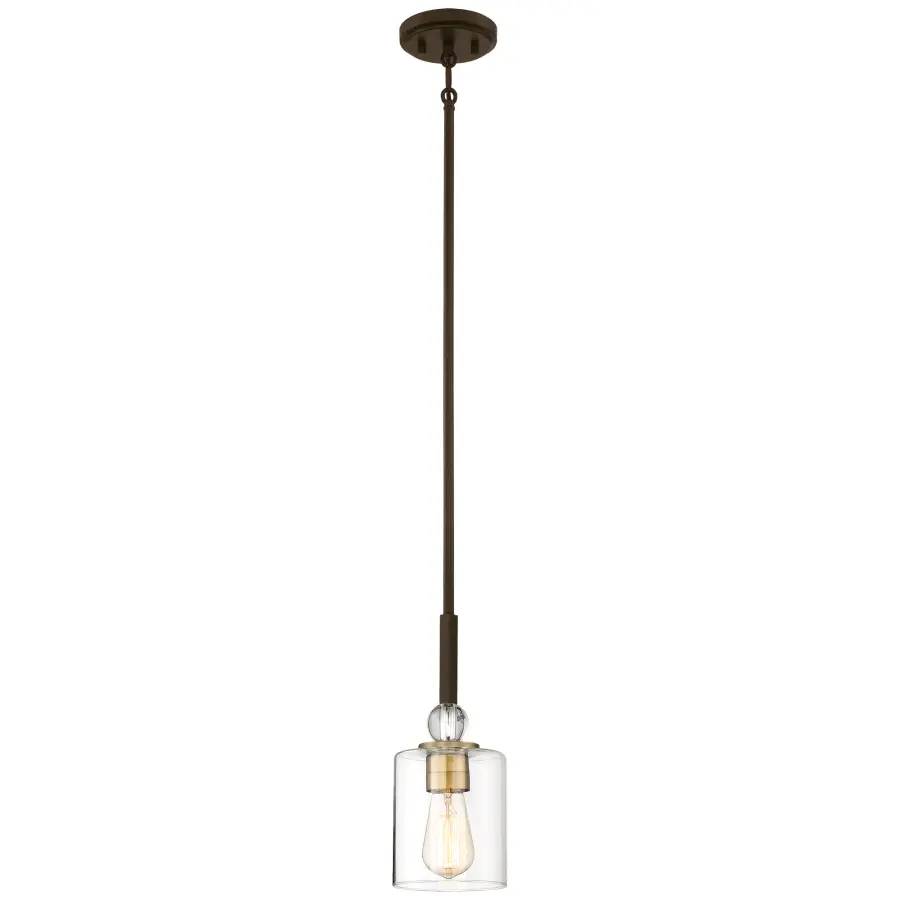Compact Transitional Pendant with Mixed Metal Finish