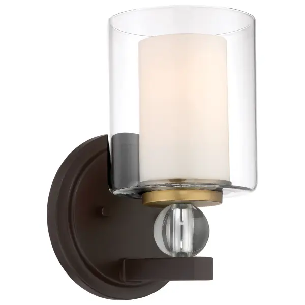 Elegant Dual-Finish Bath Light with Layered Glass Design