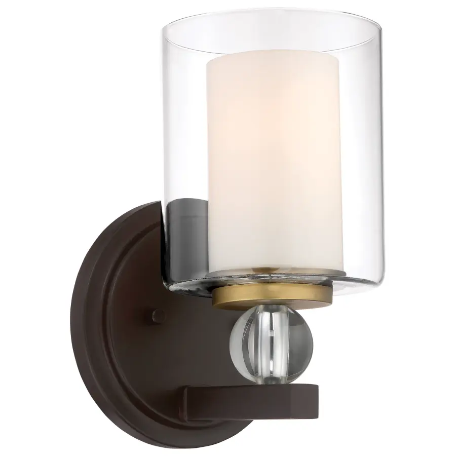 Elegant Dual-Finish Bath Light with Layered Glass Design