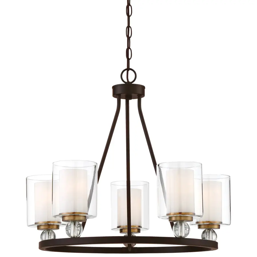 Sophisticated Five-Light Chandelier with Mixed Metal Finish