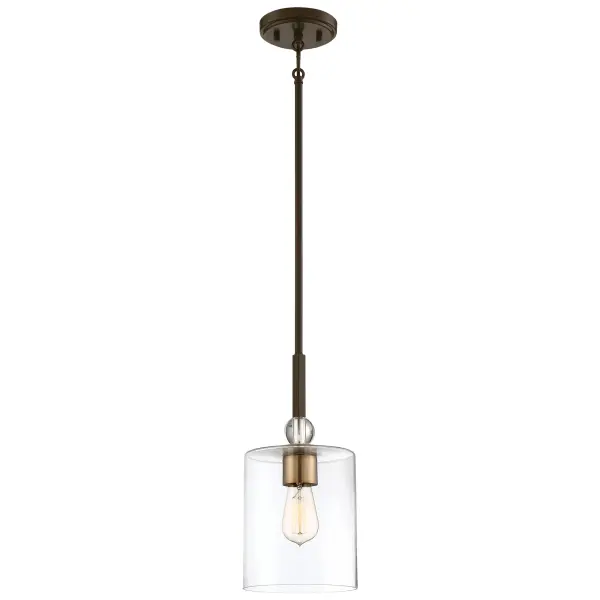 Compact Transitional Pendant with Mixed Metal Finish