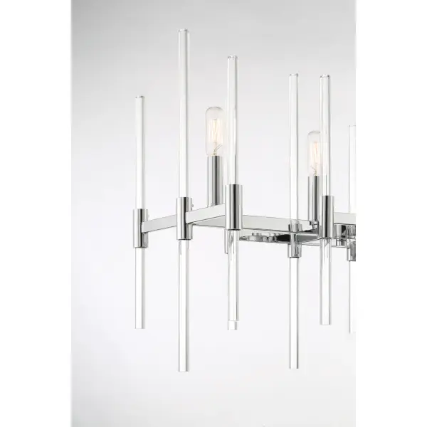 Sleek Chrome Island Chandelier with Modern Glass Cylinders - Image 2