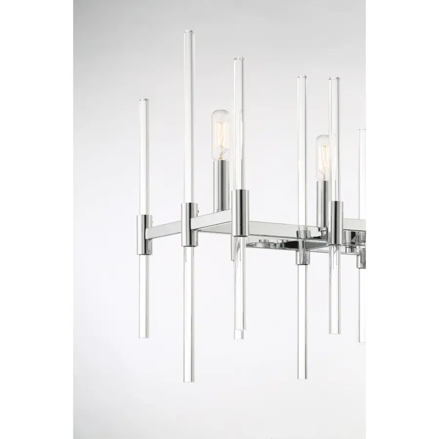 Sleek Chrome Island Chandelier with Modern Glass Cylinders - Image 2