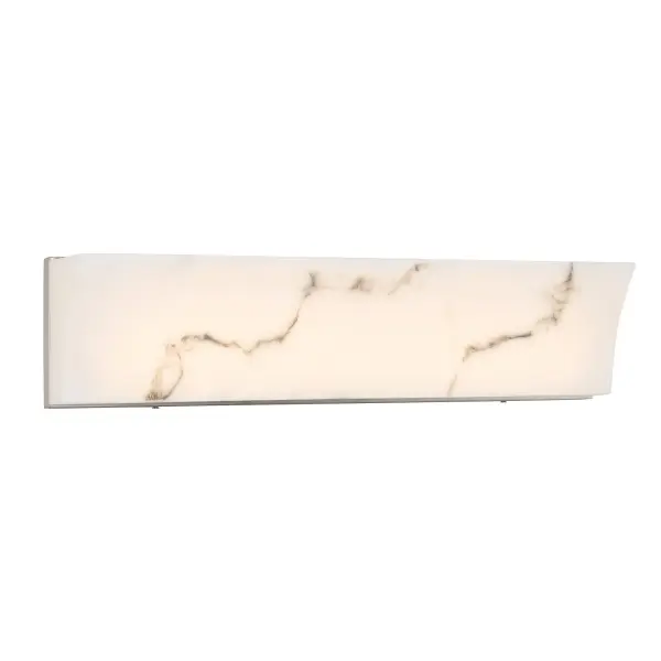 The Eroles 24" LED vanity light combines contemporary styling with practical illumination. Its brushed nickel finish and faux alabaster shade deliver nearly 3000 lumens of high-CRI light, perfect for grooming tasks.
