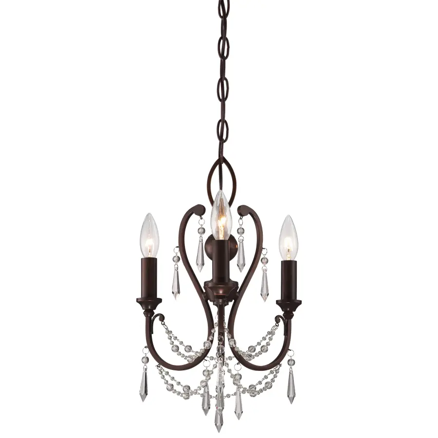 3-Light Crystal Mini Chandelier in Vintage Bronze