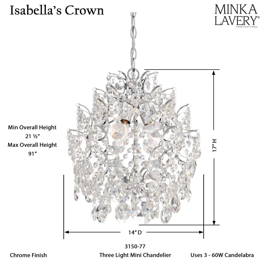 Isabella's Crown 3-Light Mini Chandelier - Image 3