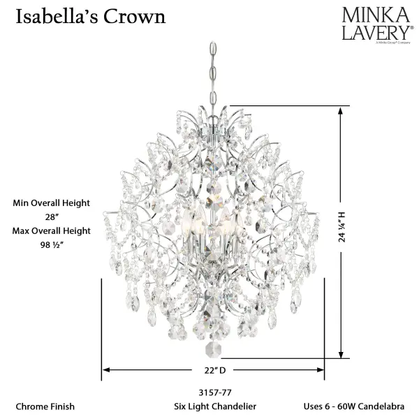 Isabella's Crown 6-Light Crystal Chandelier - Image 3