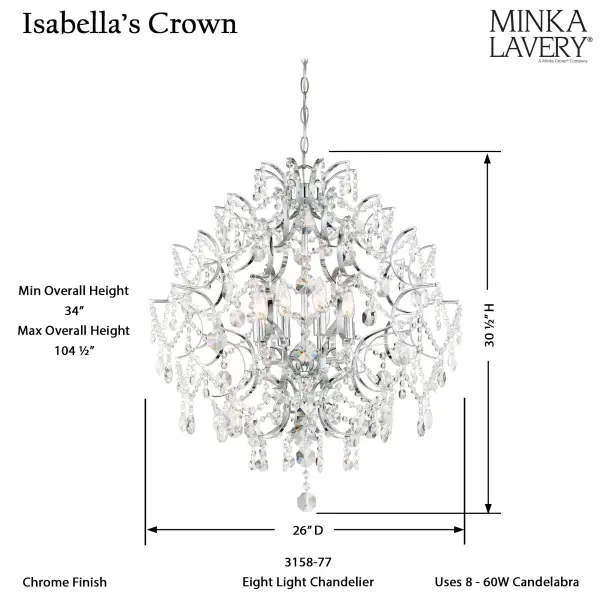 Isabella's Crown 8-Light Crystal Chandelier - Image 3