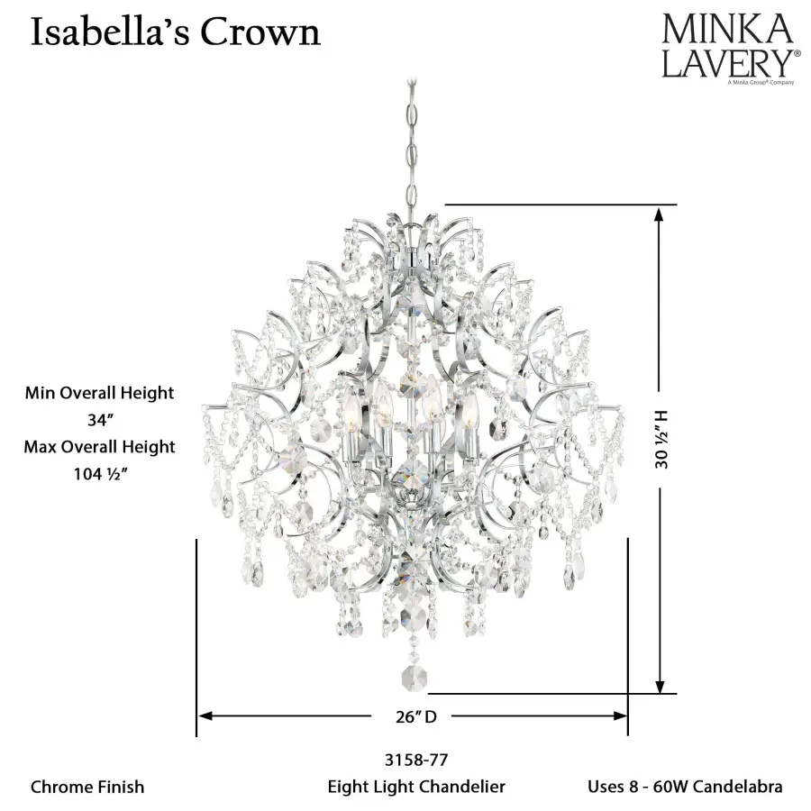 Isabella's Crown 8-Light Crystal Chandelier - Image 3