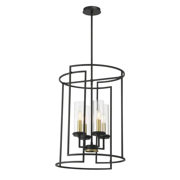 Modern Mixed-Metal Pendant with Industrial Charm and Clear Glass Shades - Image 1