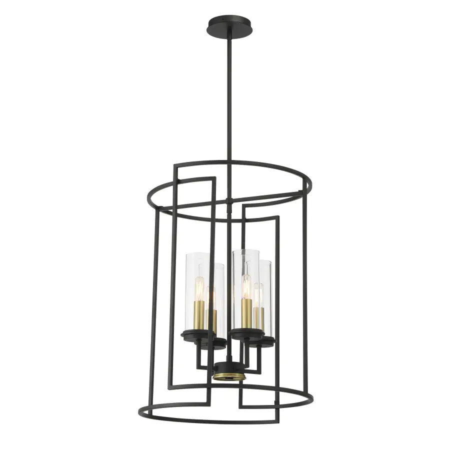 Modern Mixed-Metal Pendant with Industrial Charm and Clear Glass Shades - Image 1